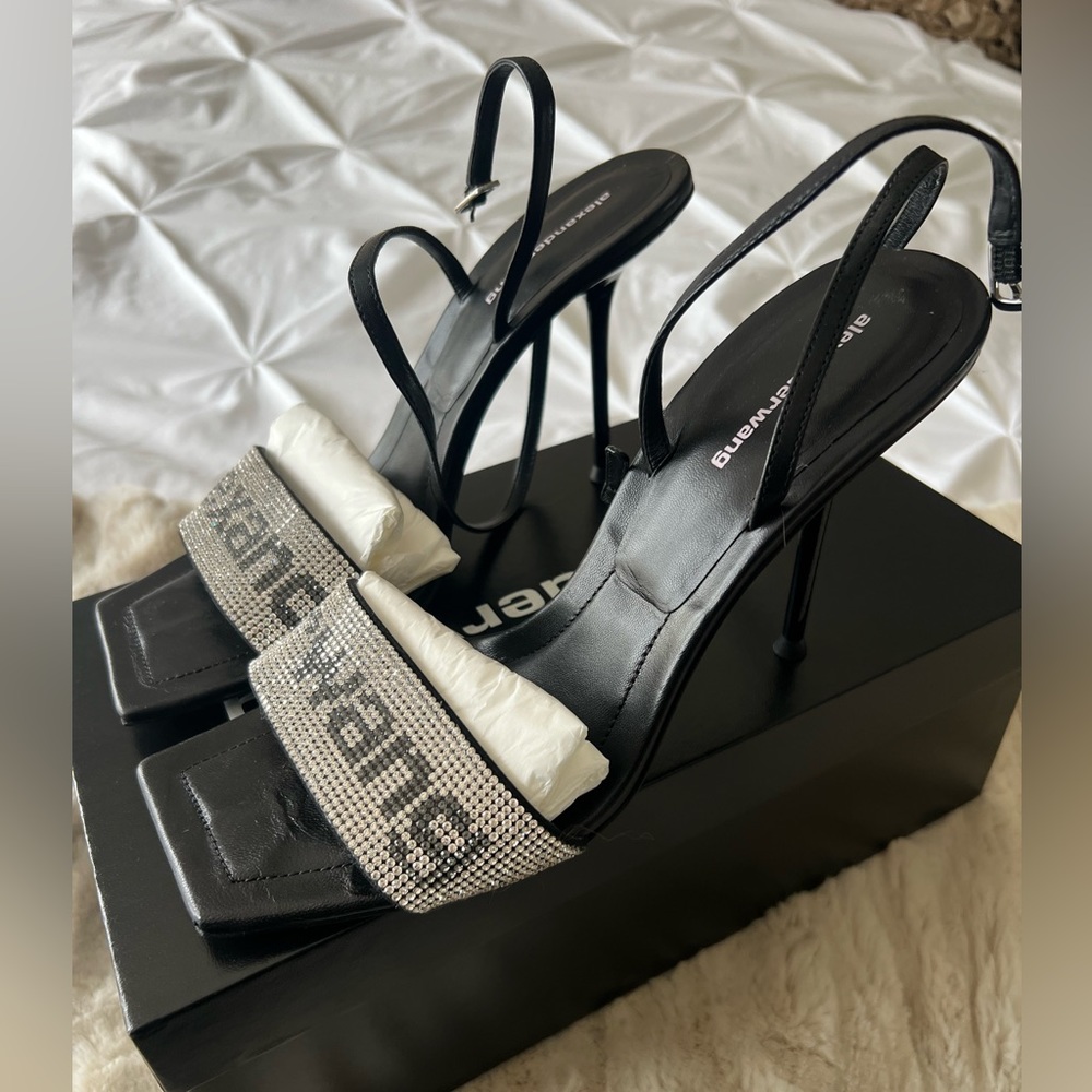 Alexander Wang Julie Crystal Logo Heels